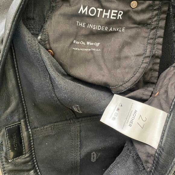 Mother The Insider Ankle Size 27 Wax On Wax Off Black Faux Leather Pants Jeans - Picture 12 of 16